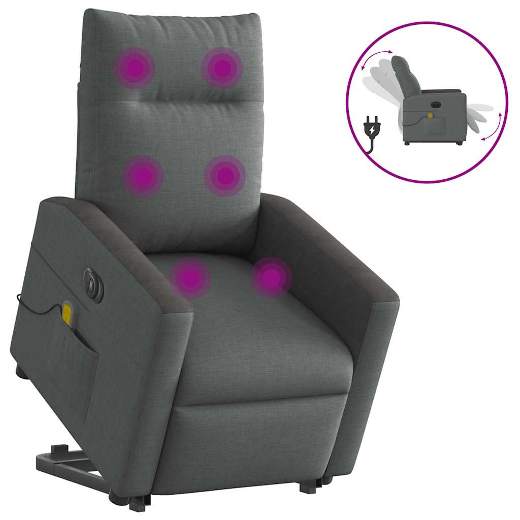 Fauteuil inclinable de massage électrique Gris foncé Tissu - XIOS