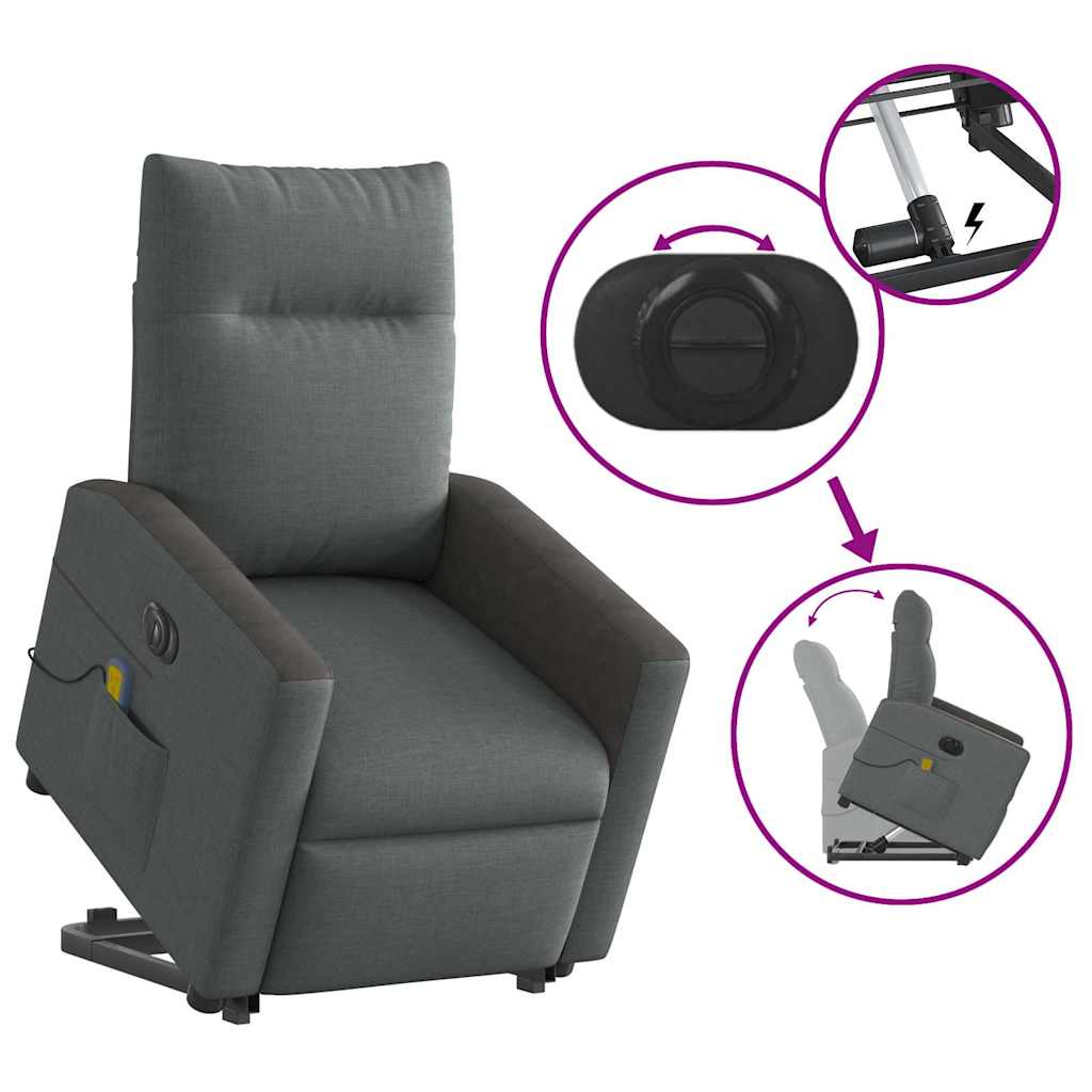 Fauteuil inclinable de massage électrique Gris foncé Tissu - XIOS