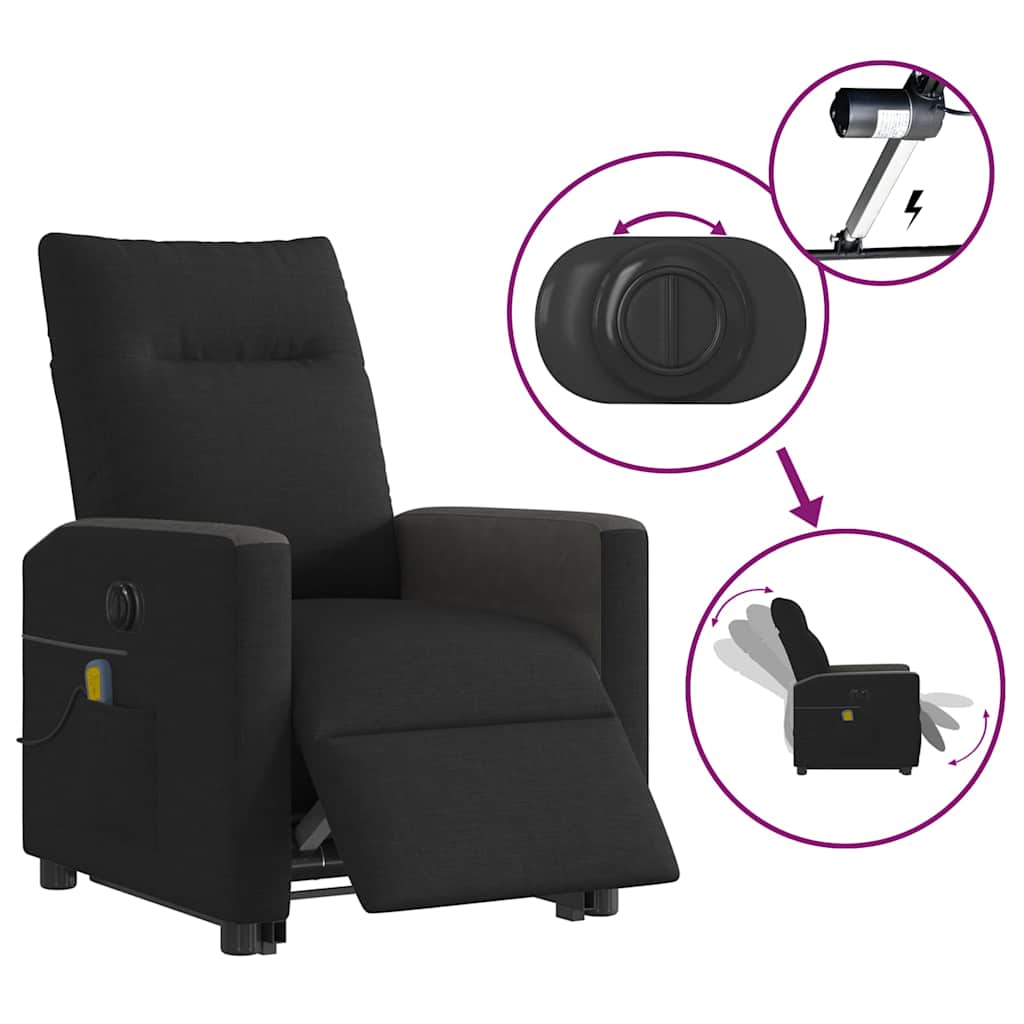 Fauteuil inclinable de massage électrique Noir Tissu - XIOS