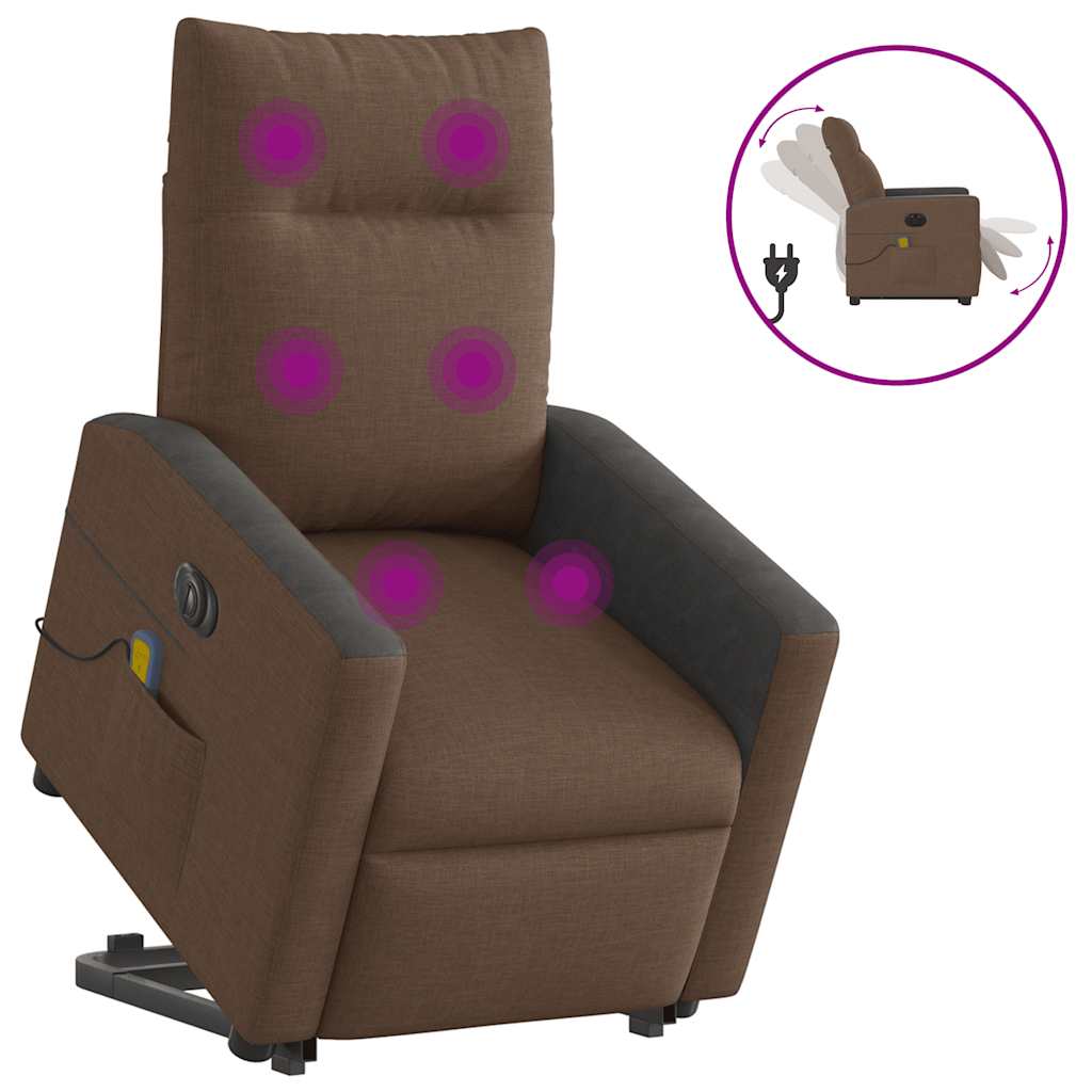 Fauteuil inclinable de massage électrique Marron Tissu - XIOS