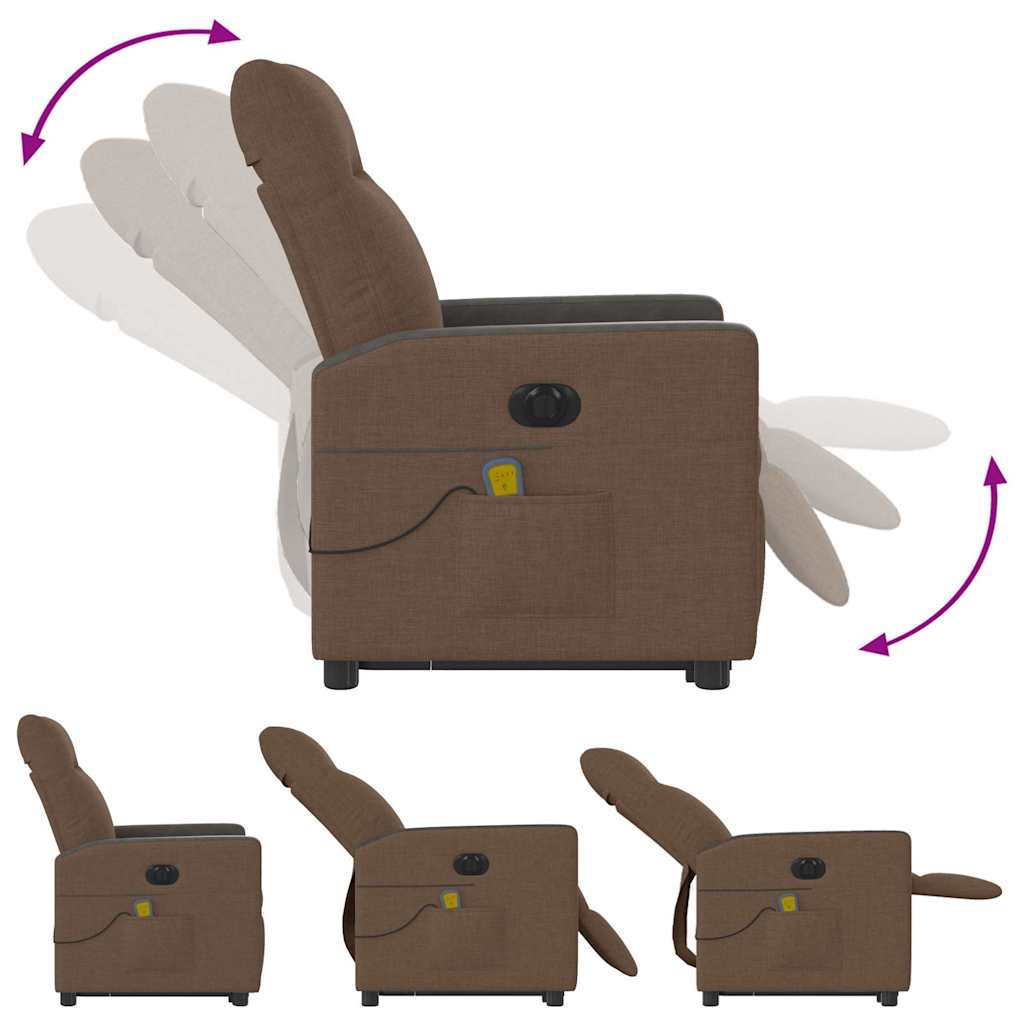 Fauteuil inclinable de massage électrique Marron Tissu - XIOS