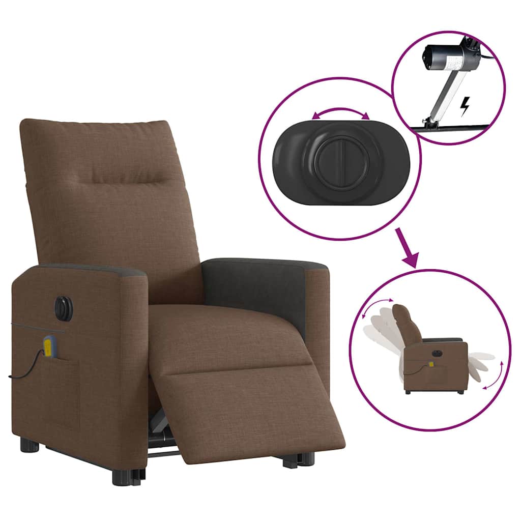 Fauteuil inclinable de massage électrique Marron Tissu - XIOS