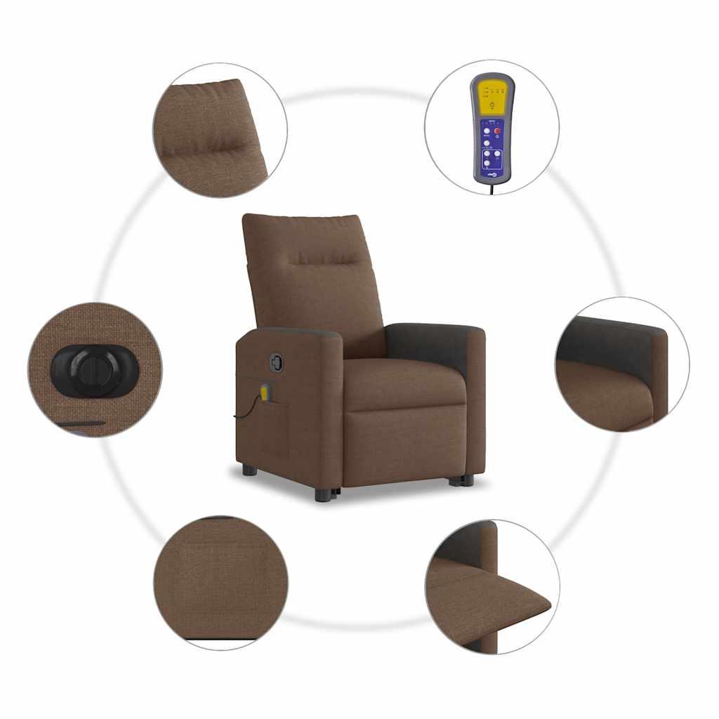 Fauteuil inclinable de massage électrique Marron Tissu - XIOS