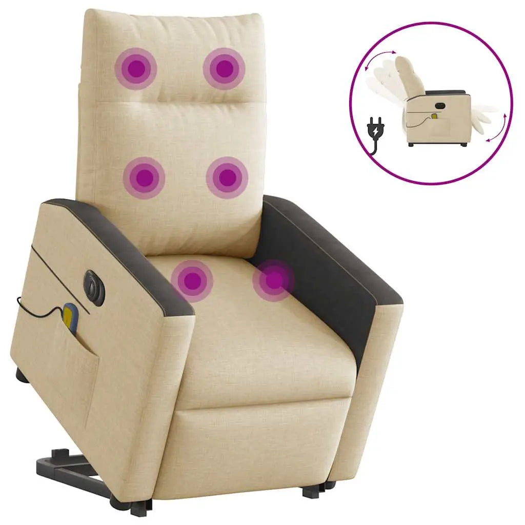 Fauteuil inclinable de massage électrique Crème Tissu - XIOS