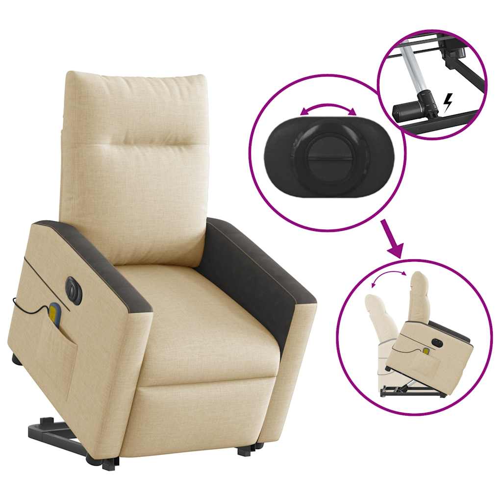 Fauteuil inclinable de massage électrique Crème Tissu - XIOS