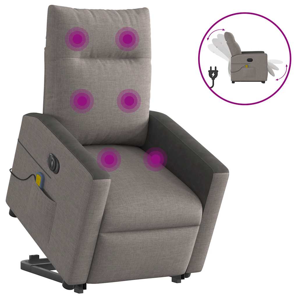 Fauteuil inclinable de massage électrique Taupe Tissu - XIOS