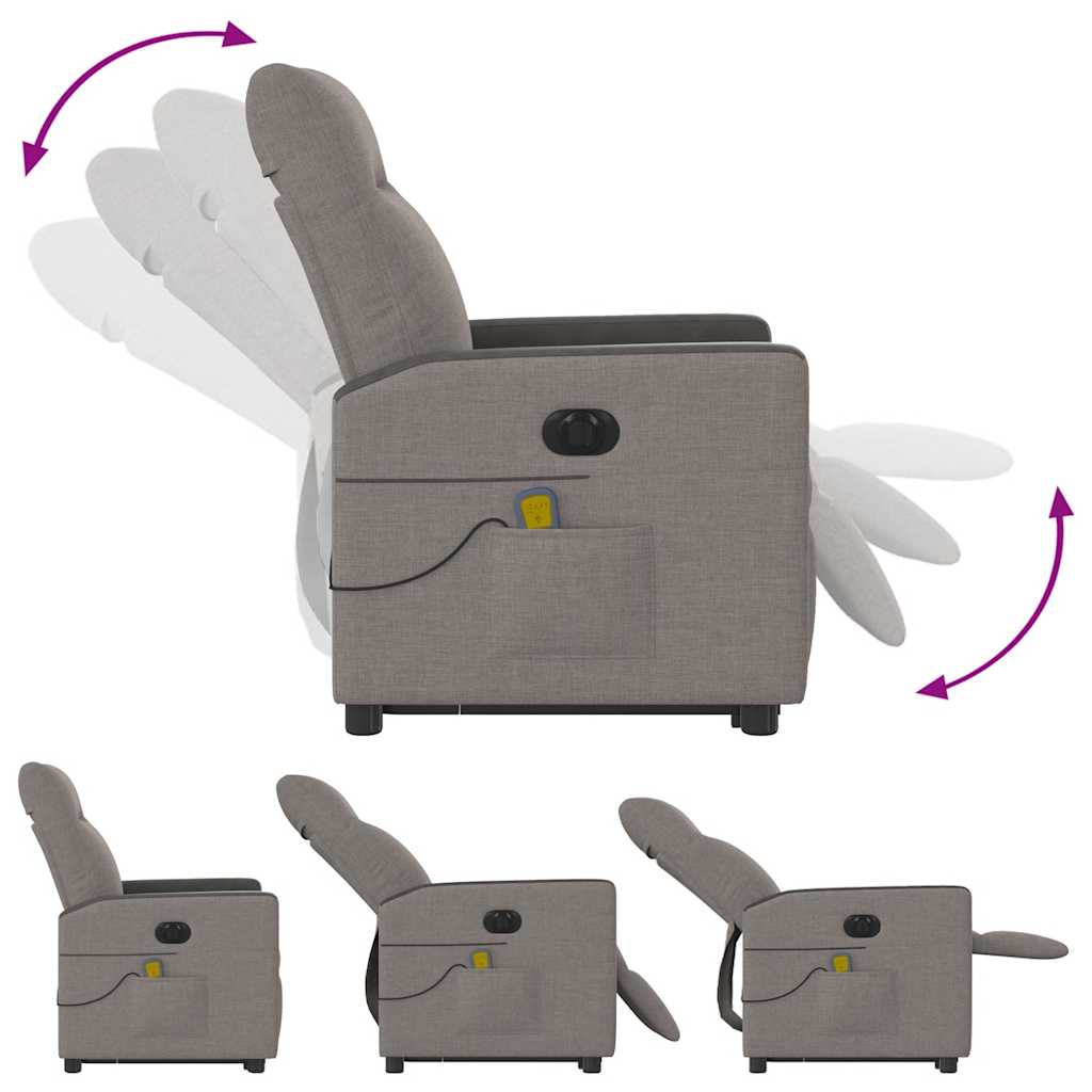 Fauteuil inclinable de massage électrique Taupe Tissu