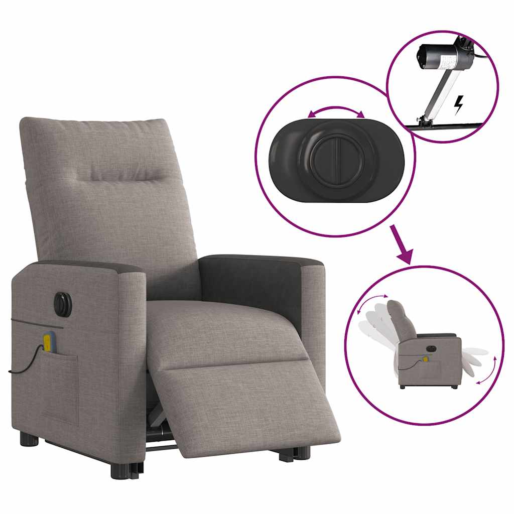 Fauteuil inclinable de massage électrique Taupe Tissu - XIOS