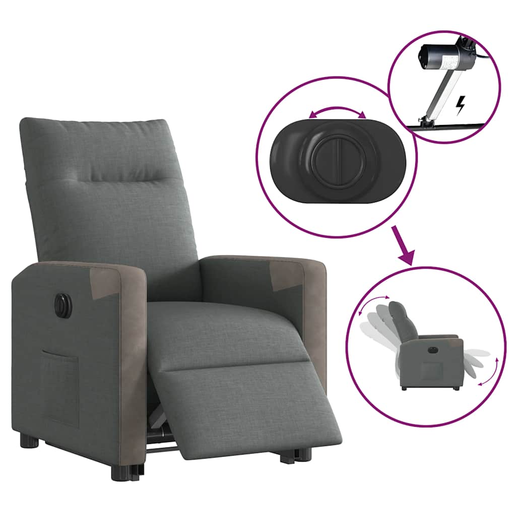 Fauteuil inclinable électrique Gris foncé Tissu