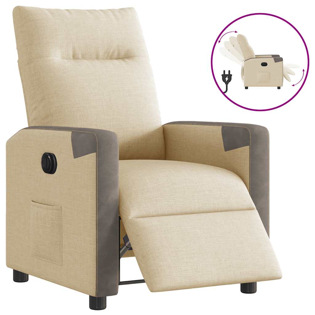 Fauteuil inclinable électrique Crème Tissu - XIOS