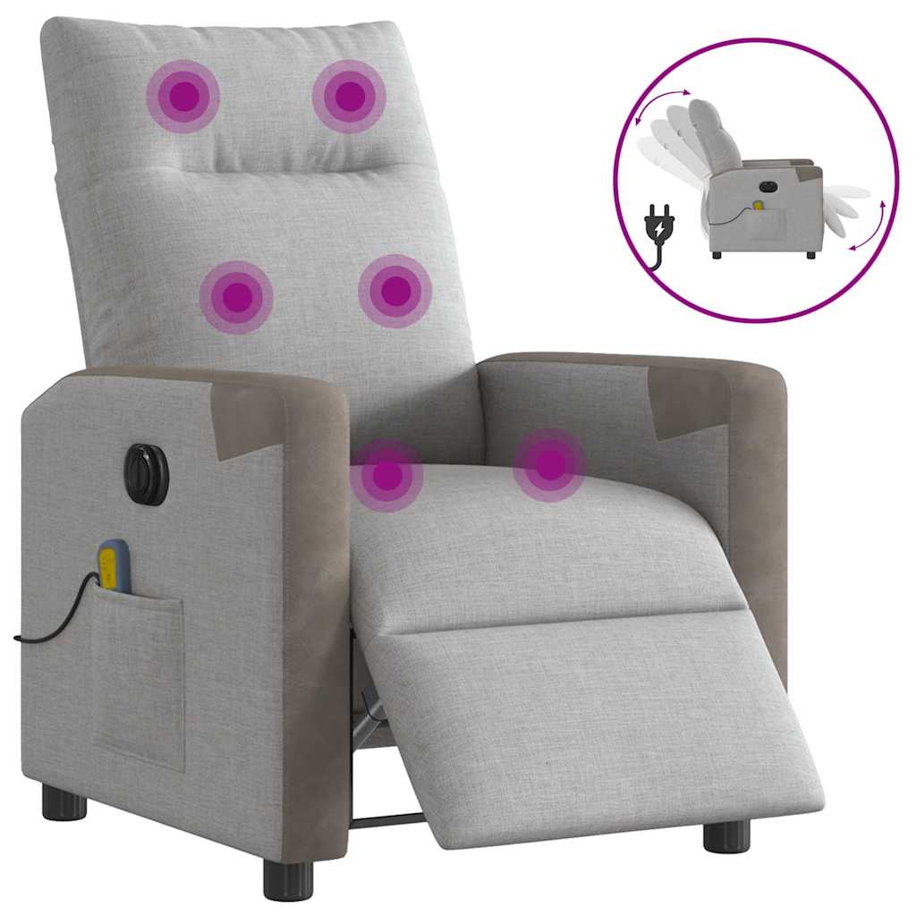 Fauteuil de massage inclinable électrique gris nuage tissu - XIOS