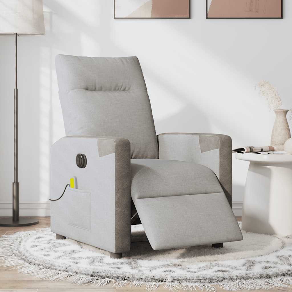 Fauteuil de massage inclinable électrique gris nuage tissu