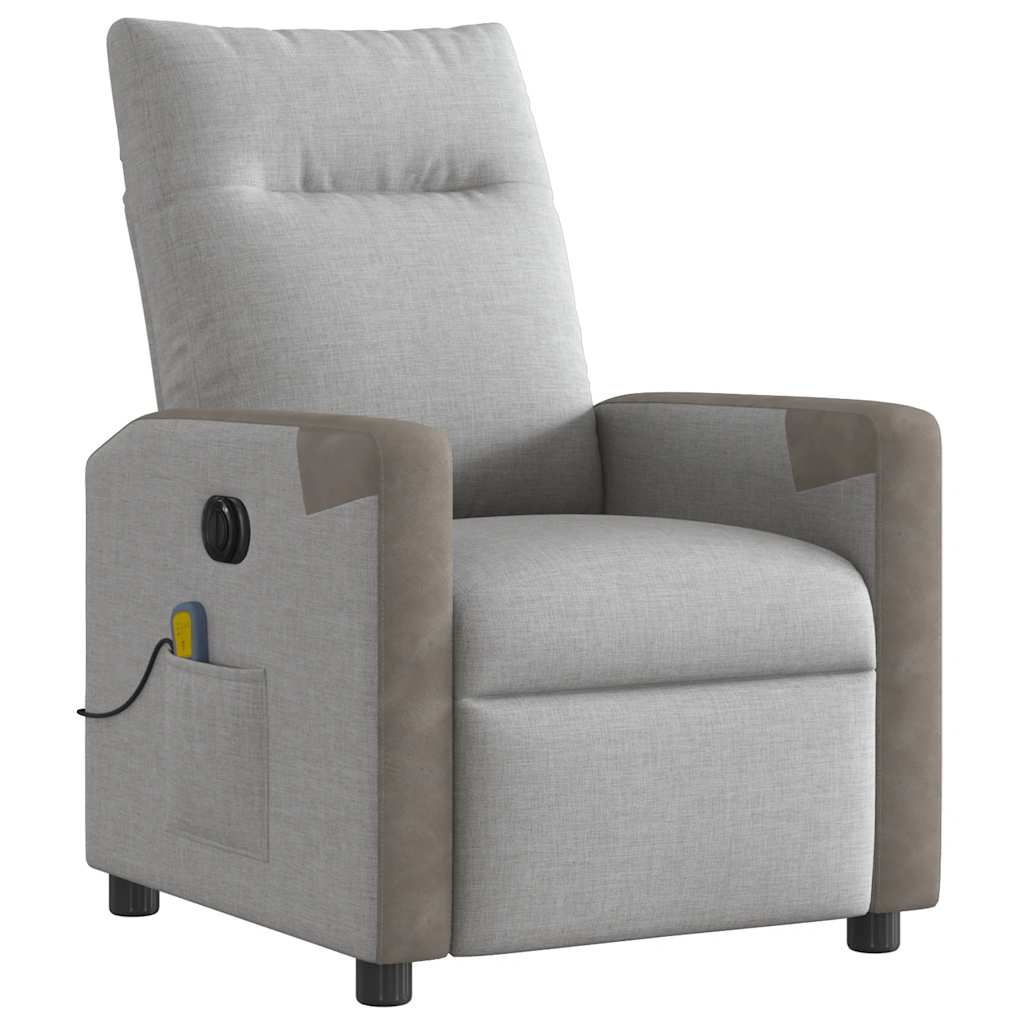 Fauteuil de massage inclinable électrique gris nuage tissu
