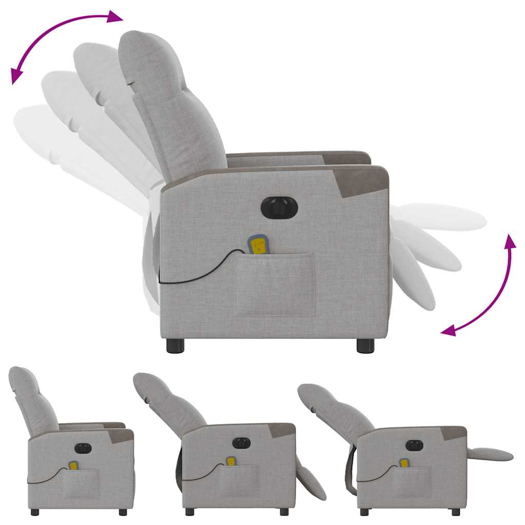 Fauteuil de massage inclinable électrique gris nuage tissu