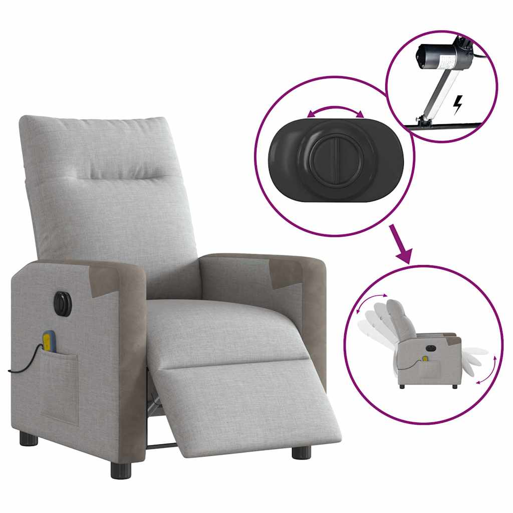 Fauteuil de massage inclinable électrique gris nuage tissu - XIOS