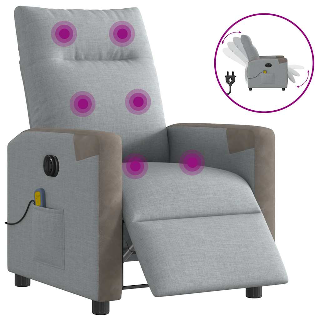 Fauteuil de massage inclinable électrique gris clair tissu - XIOS