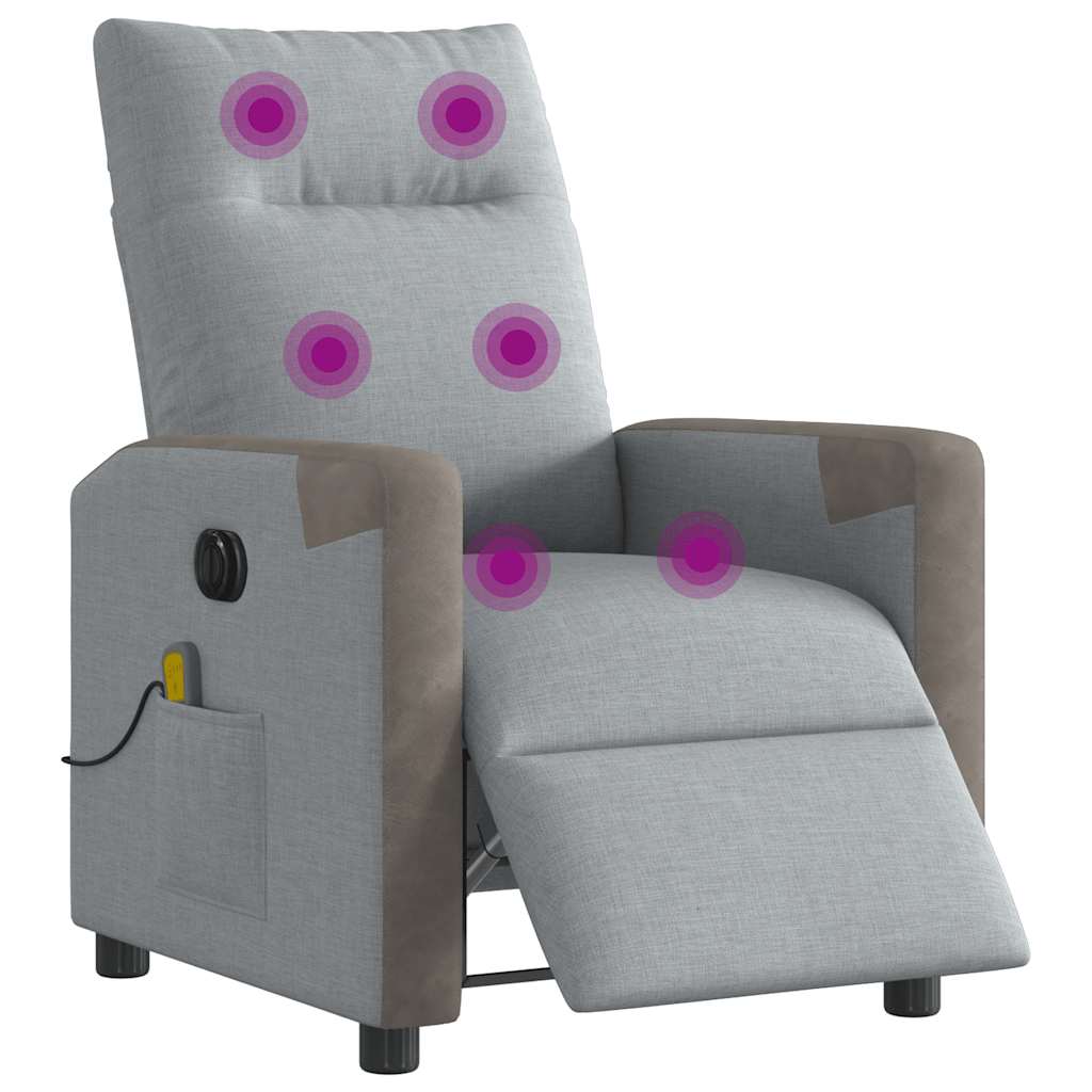 Fauteuil de massage inclinable électrique gris clair tissu - XIOS