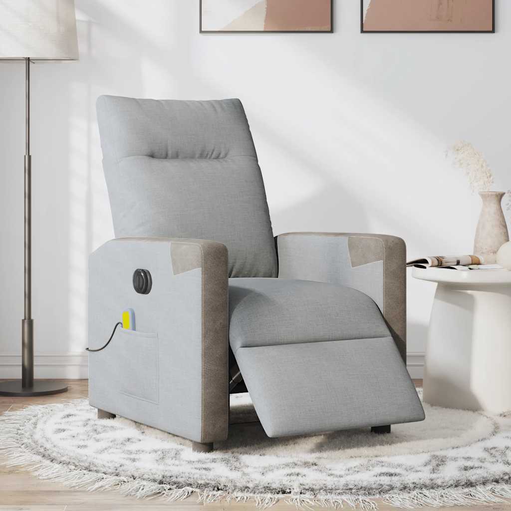 Fauteuil de massage inclinable électrique gris clair tissu - XIOS