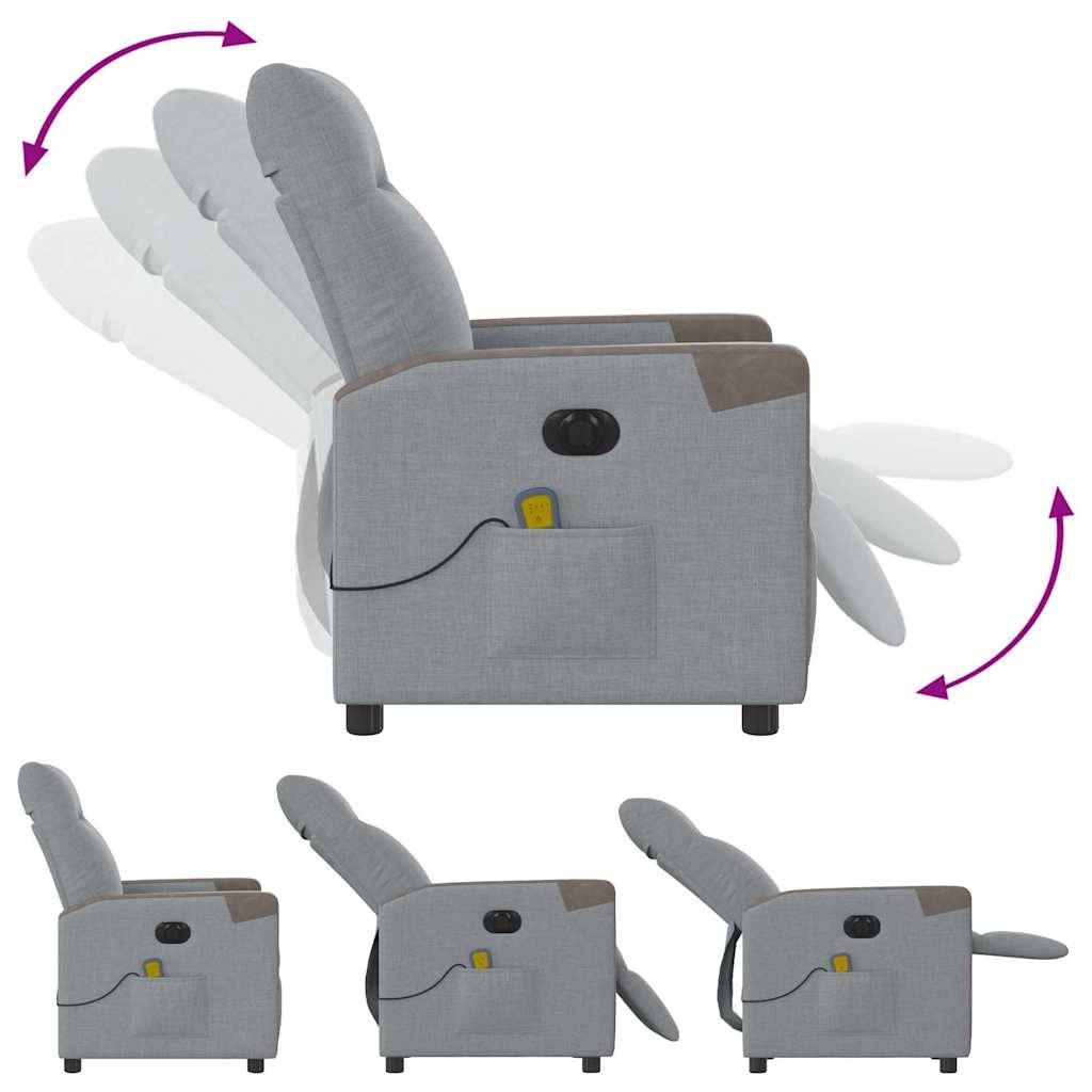 Fauteuil de massage inclinable électrique gris clair tissu - XIOS