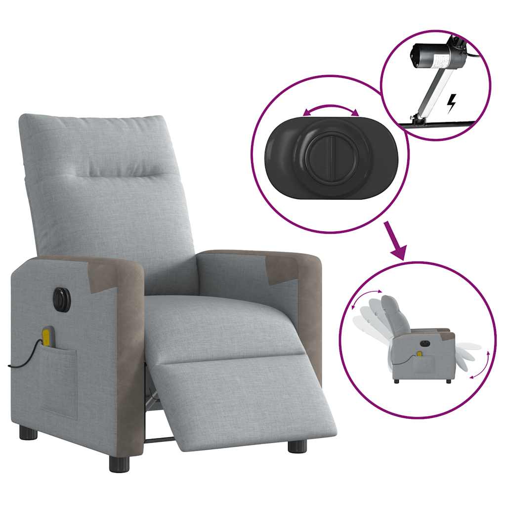 Fauteuil de massage inclinable électrique gris clair tissu - XIOS