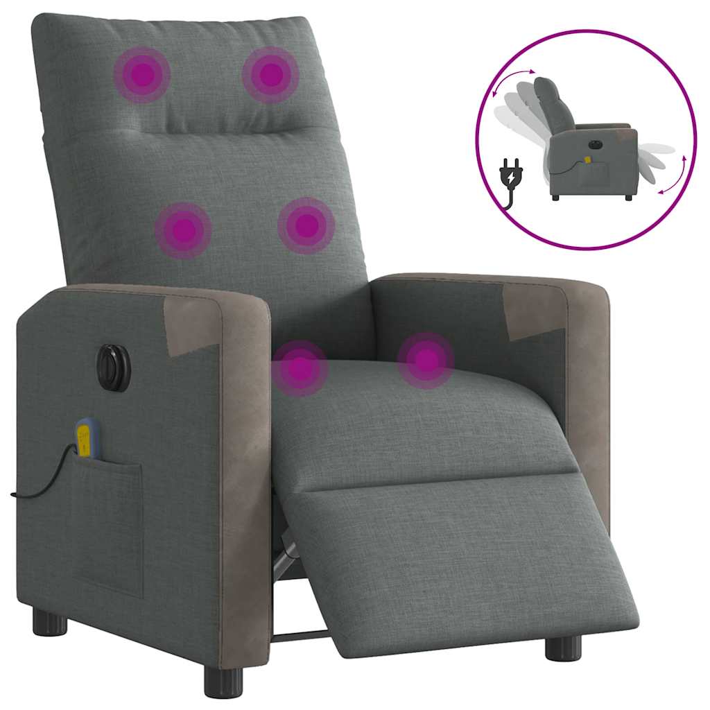 Fauteuil inclinable de massage électrique gris foncé tissu - XIOS