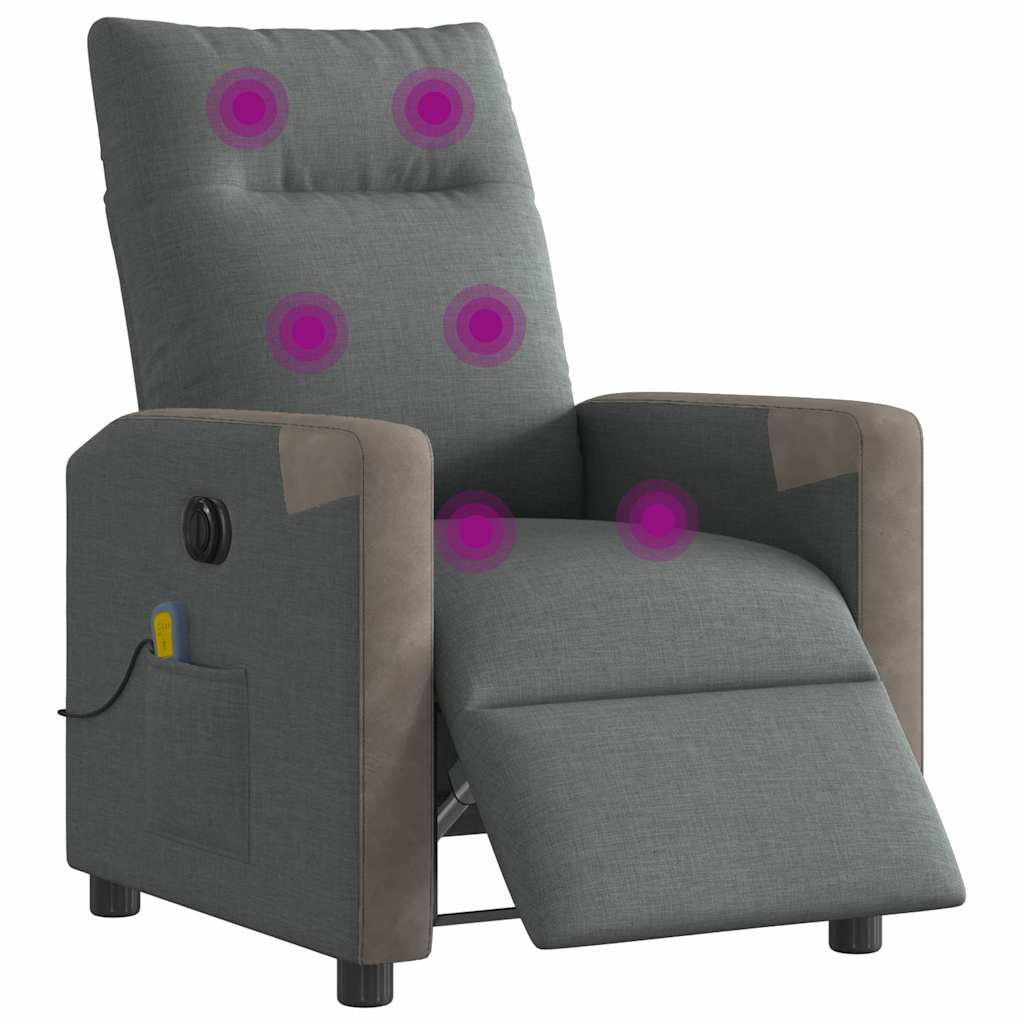 Fauteuil inclinable de massage électrique gris foncé tissu - XIOS