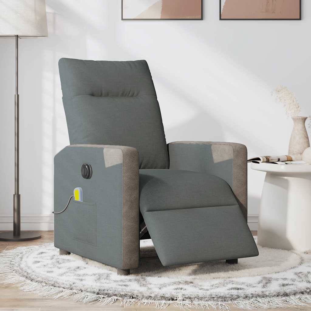 Fauteuil inclinable de massage électrique gris foncé tissu - XIOS