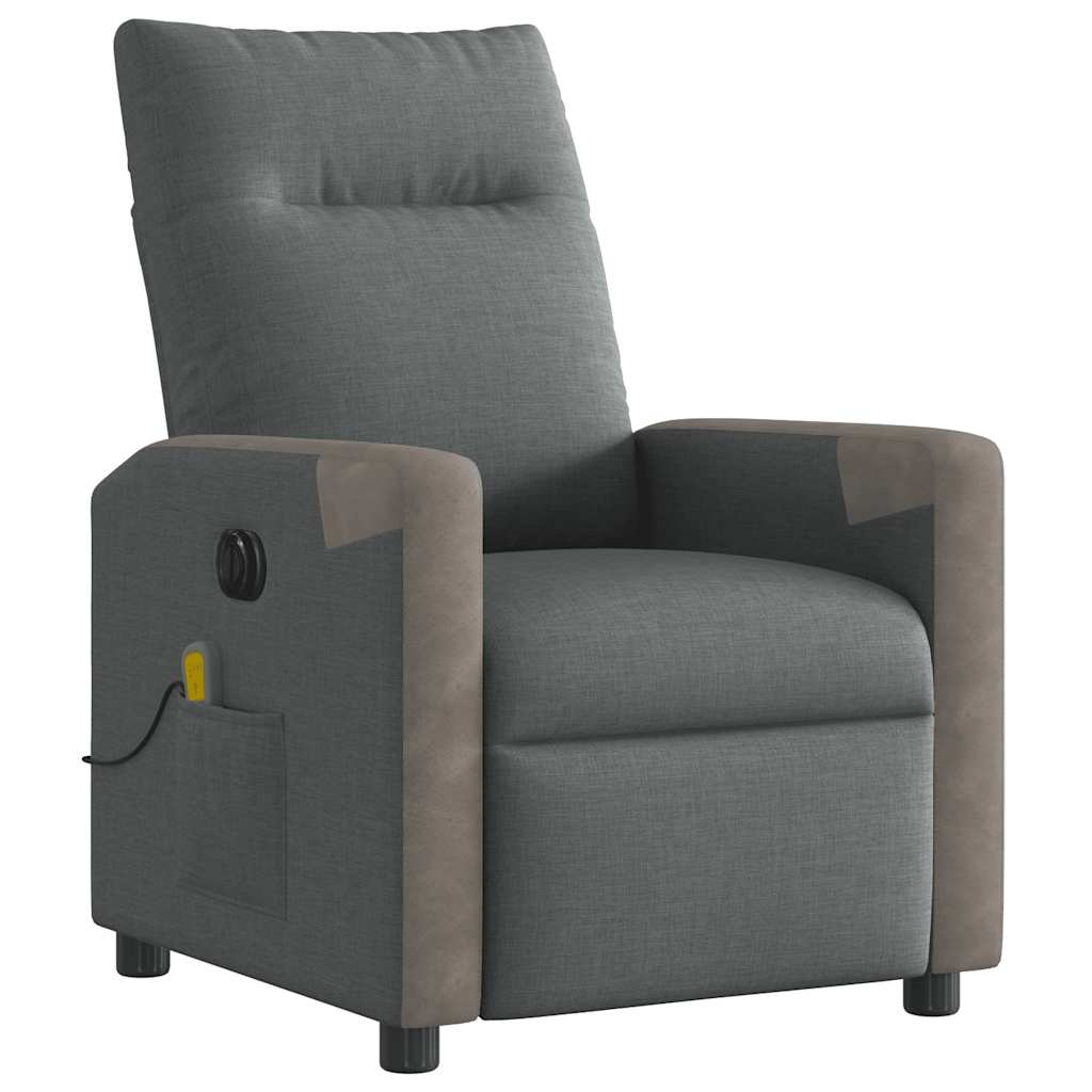 Fauteuil inclinable de massage électrique gris foncé tissu - XIOS