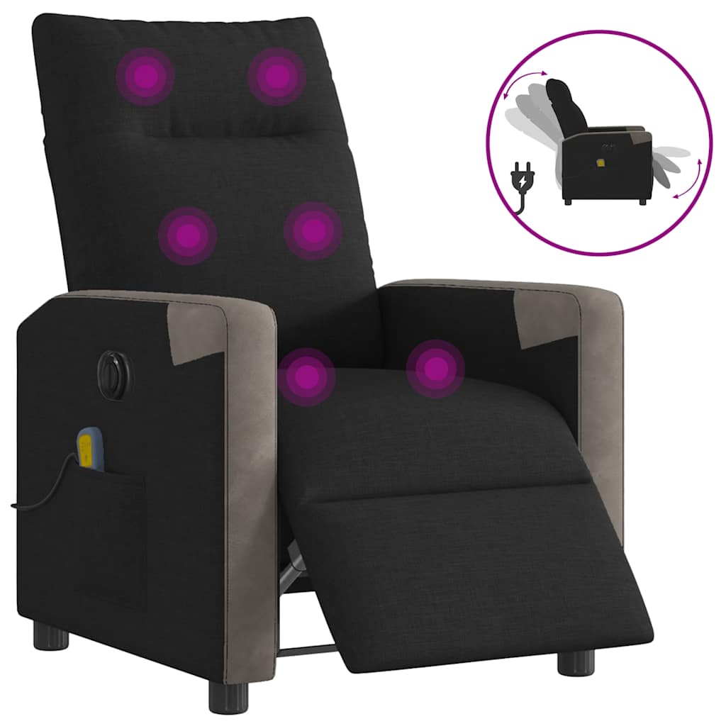Fauteuil de massage inclinable électrique Noir Tissu - XIOS