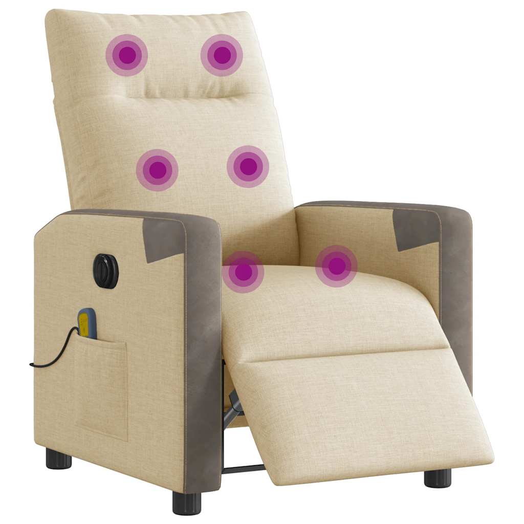 Fauteuil inclinable de massage électrique crème tissu - XIOS
