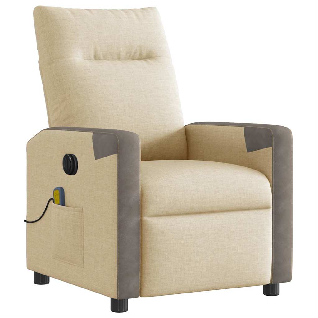 Fauteuil inclinable de massage électrique crème tissu - XIOS