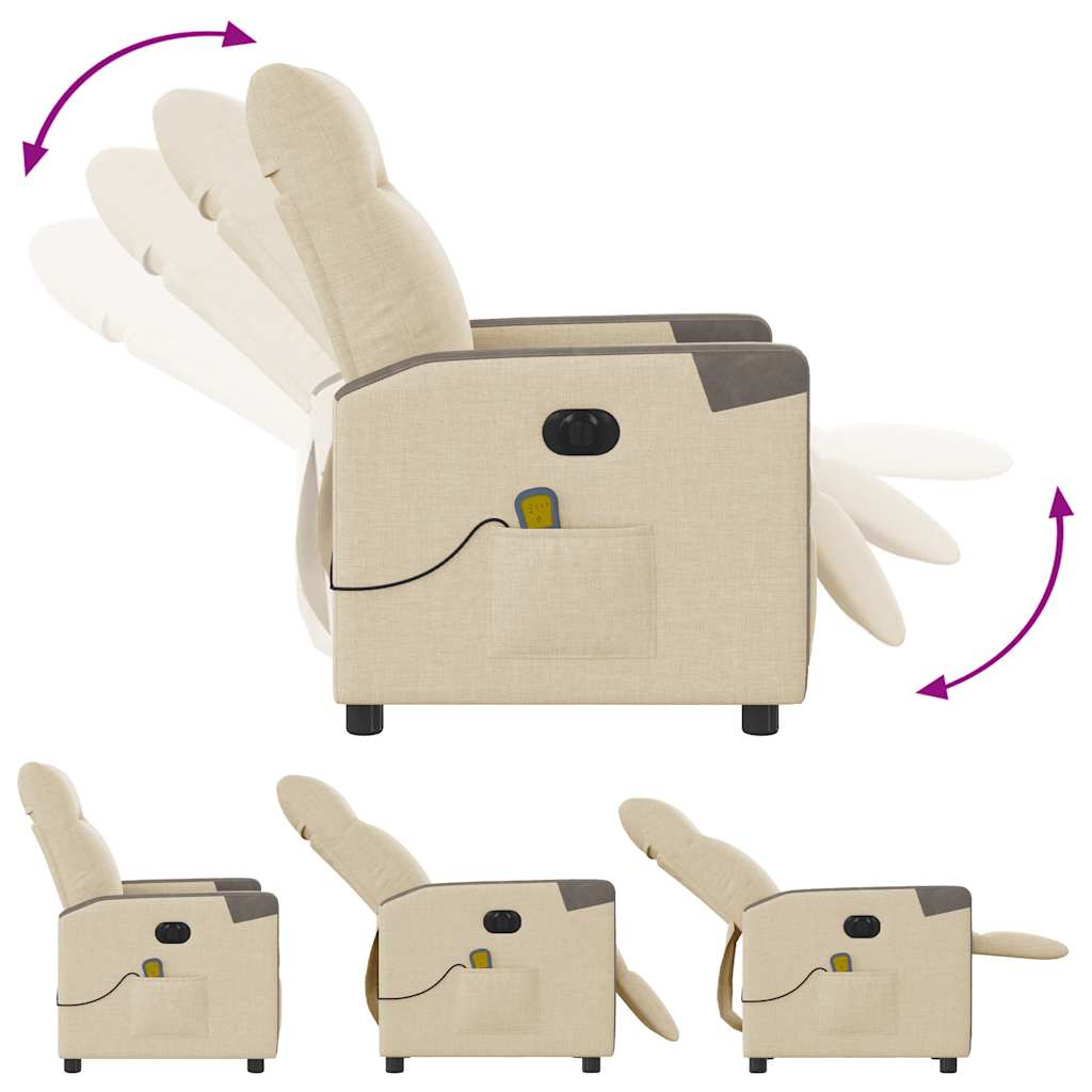 Fauteuil inclinable de massage électrique crème tissu - XIOS