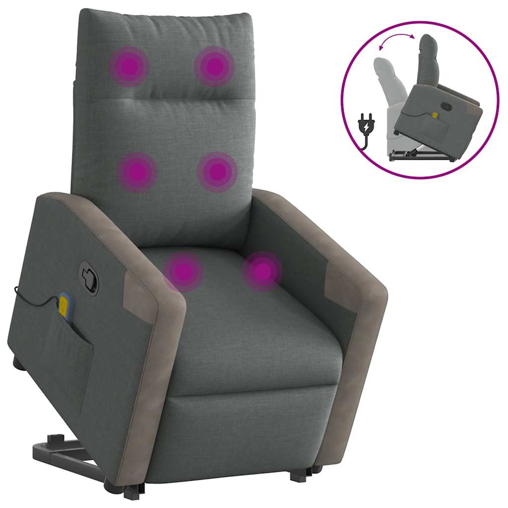 Fauteuil de massage inclinable Gris foncé Tissu - XIOS