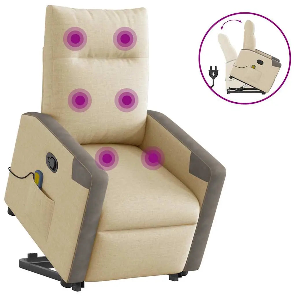 Fauteuil inclinable de massage Crème Tissu - XIOS