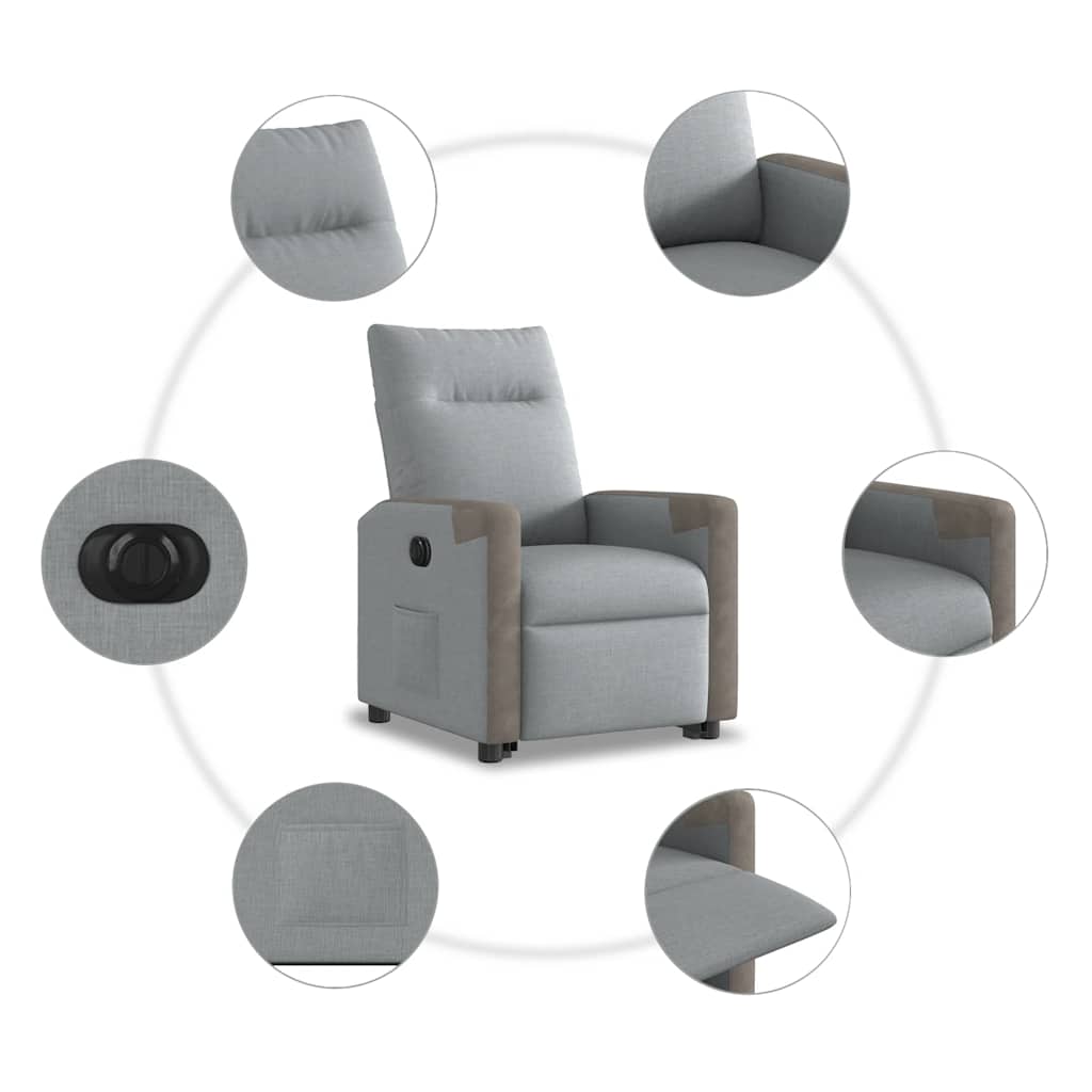 Fauteuil inclinable électrique gris clair tissu - XIOS