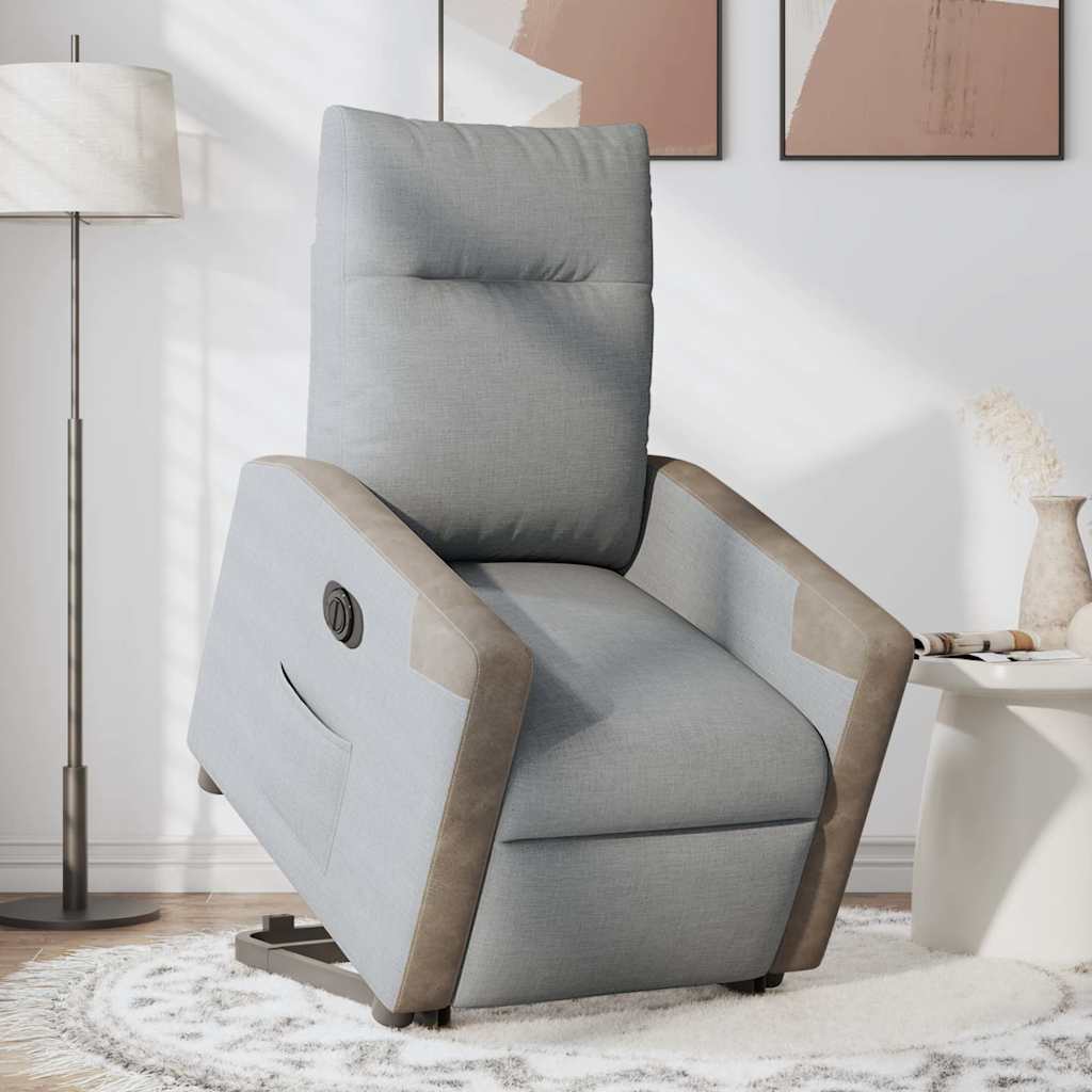 Fauteuil inclinable électrique gris clair tissu - XIOS