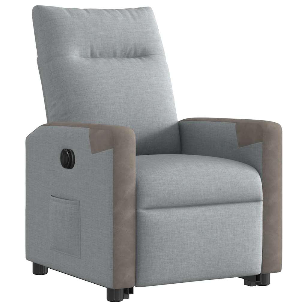 Fauteuil inclinable électrique gris clair tissu - XIOS