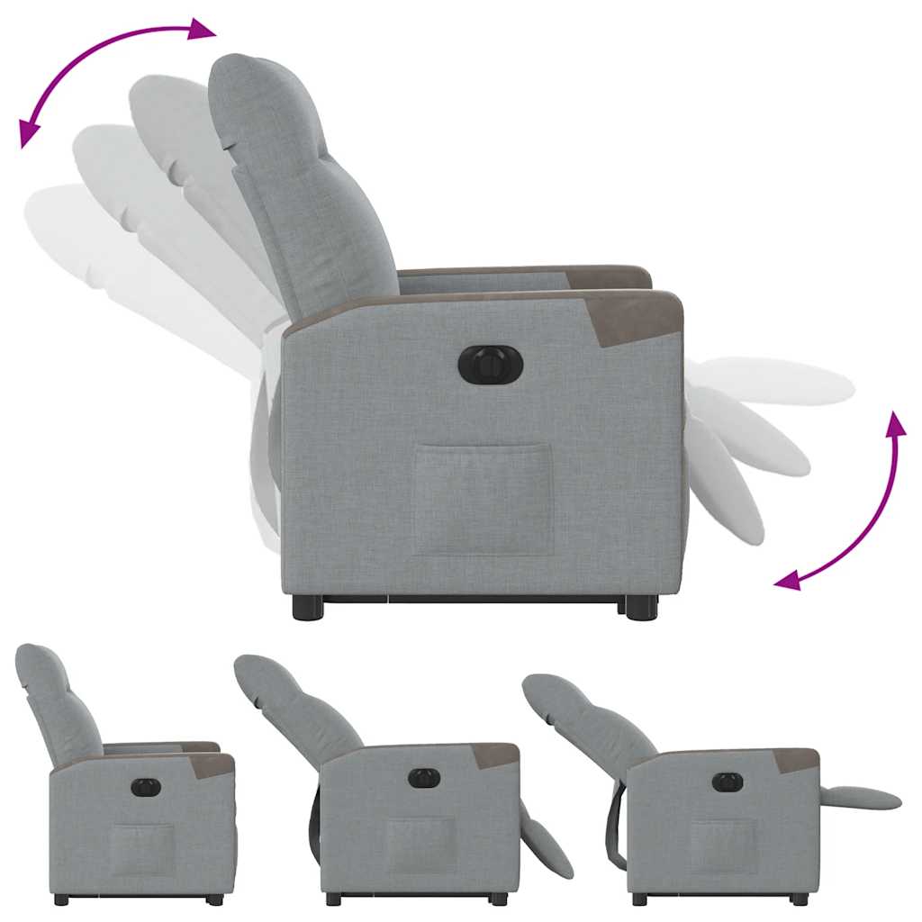 Fauteuil inclinable électrique gris clair tissu