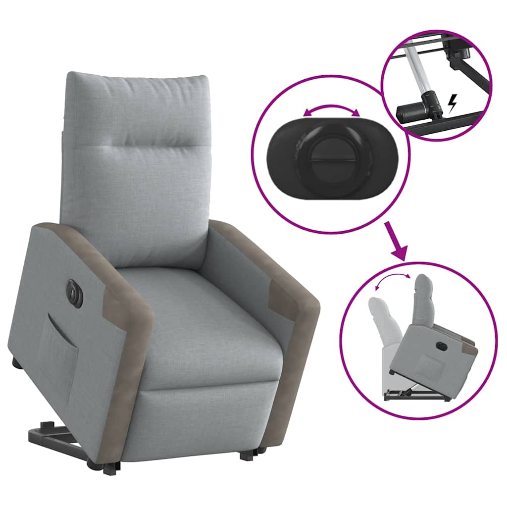 Fauteuil inclinable électrique gris clair tissu