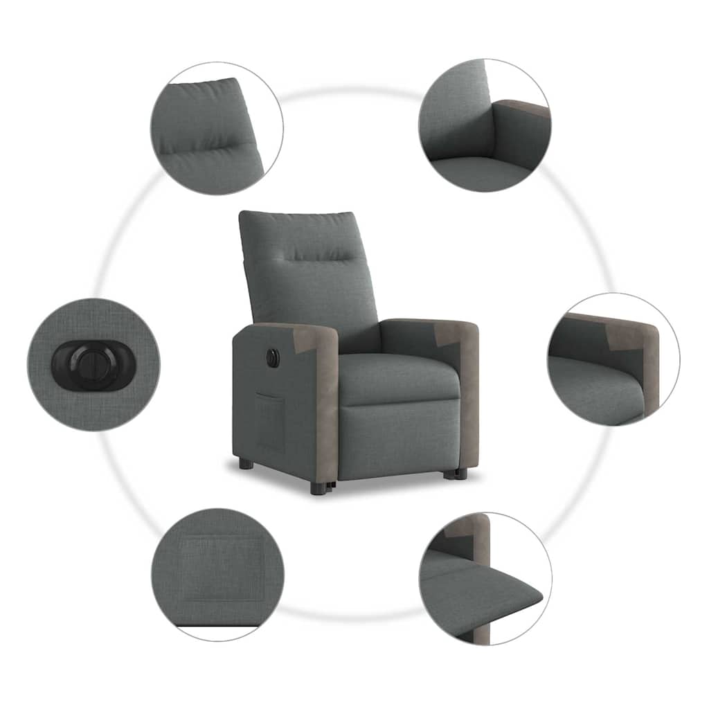 Fauteuil inclinable électrique gris foncé tissu - XIOS