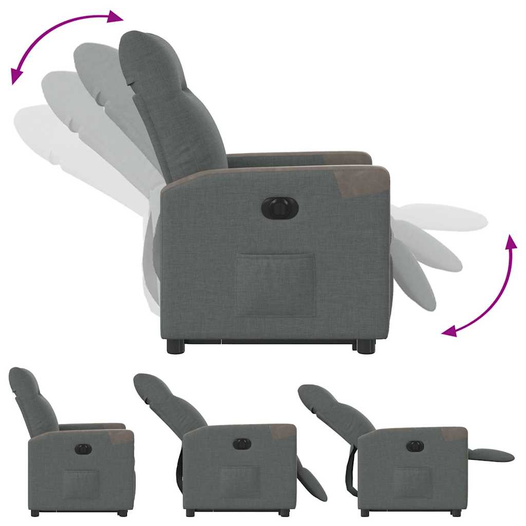 Fauteuil inclinable électrique gris foncé tissu - XIOS