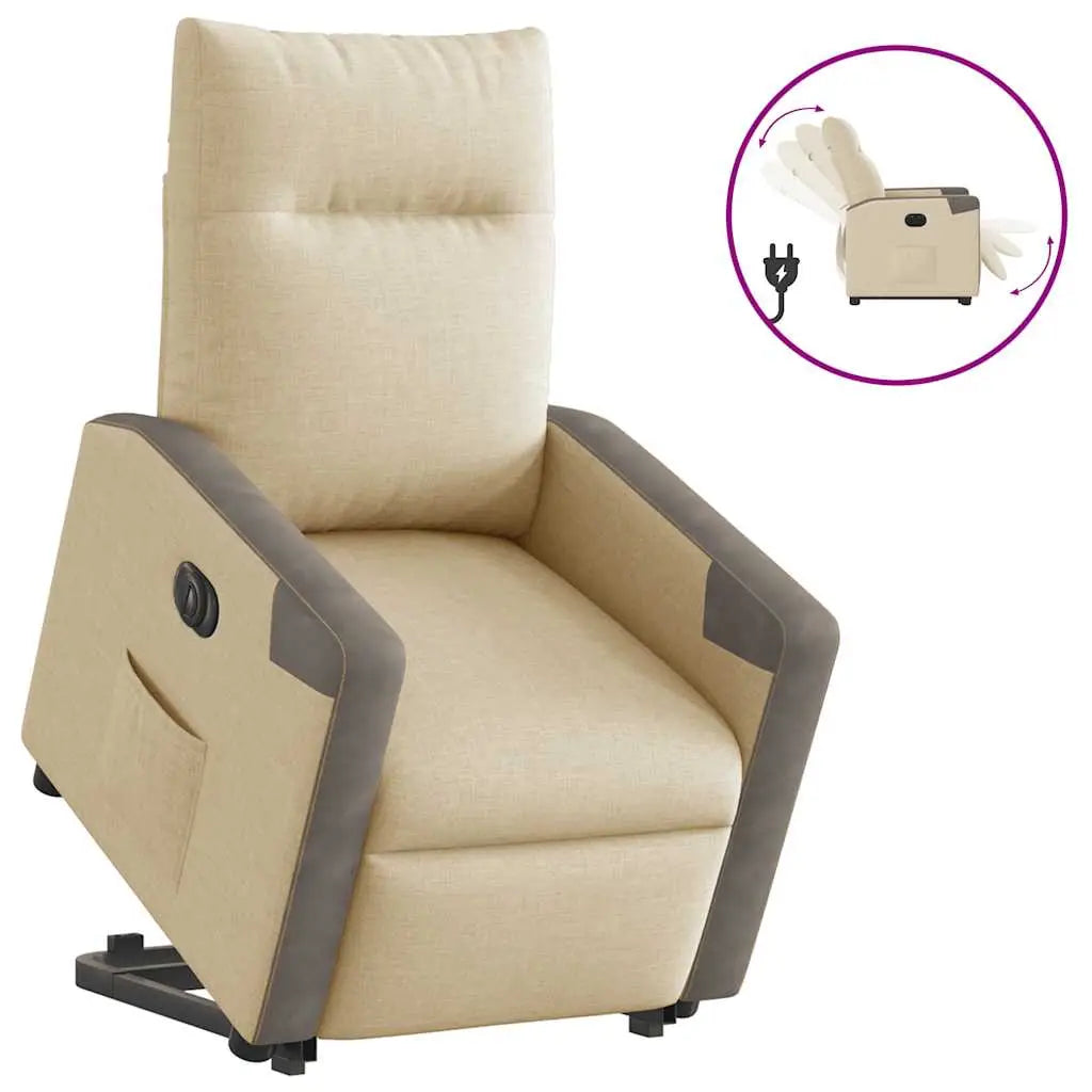 Fauteuil inclinable électrique crème tissu - XIOS