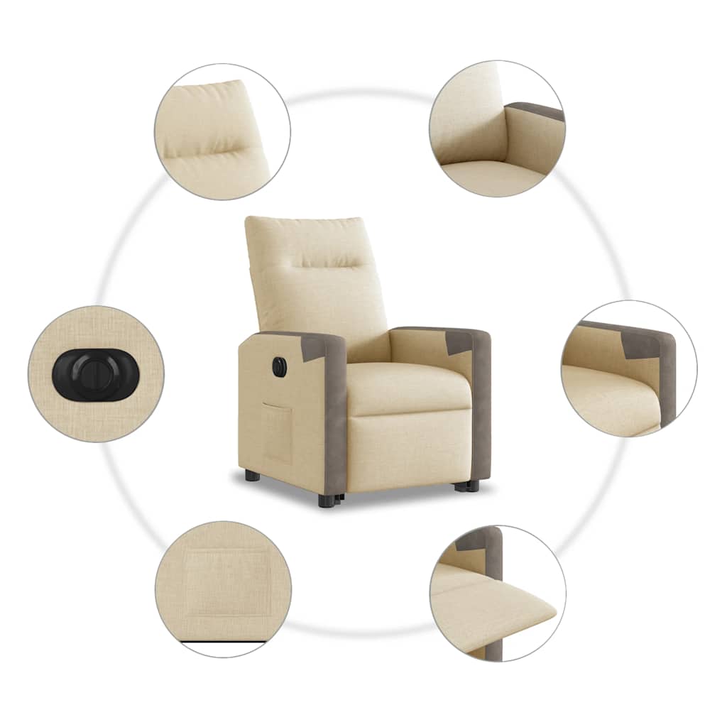 Fauteuil inclinable électrique crème tissu - XIOS
