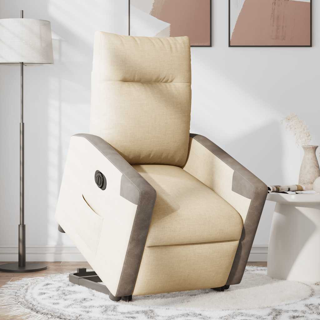 Fauteuil inclinable électrique crème tissu - XIOS