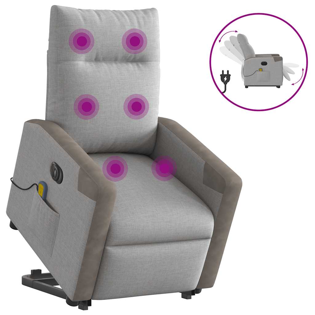 Fauteuil inclinable de massage électrique gris nuage tissu - XIOS