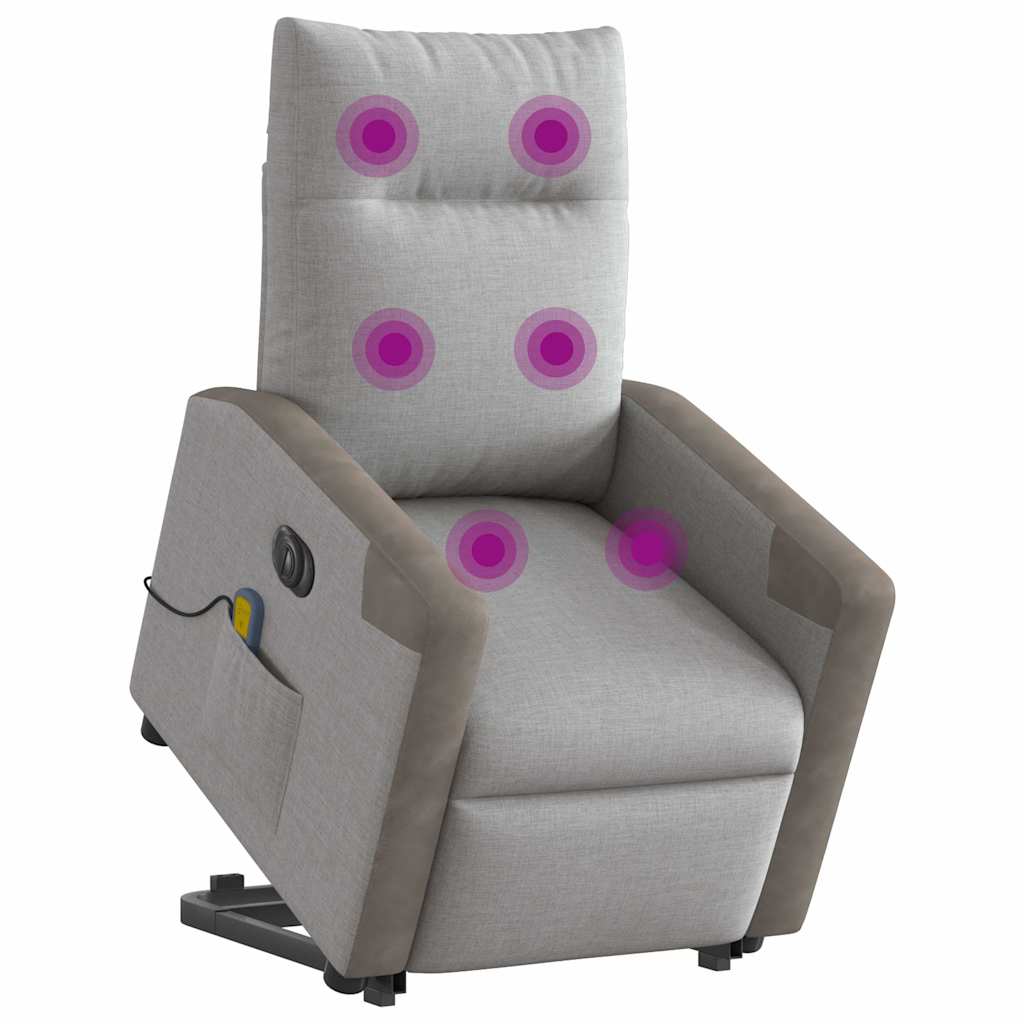Fauteuil inclinable de massage électrique gris nuage tissu - XIOS