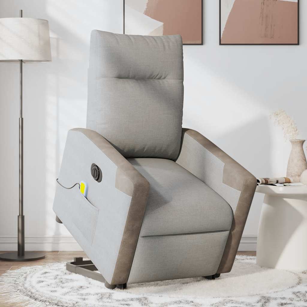 Fauteuil inclinable de massage électrique gris nuage tissu - XIOS