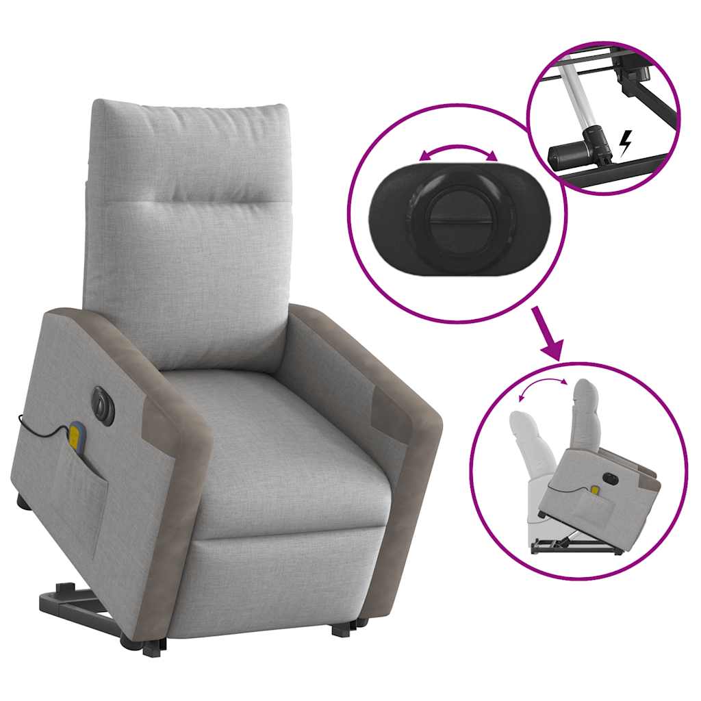 Fauteuil inclinable de massage électrique gris nuage tissu - XIOS