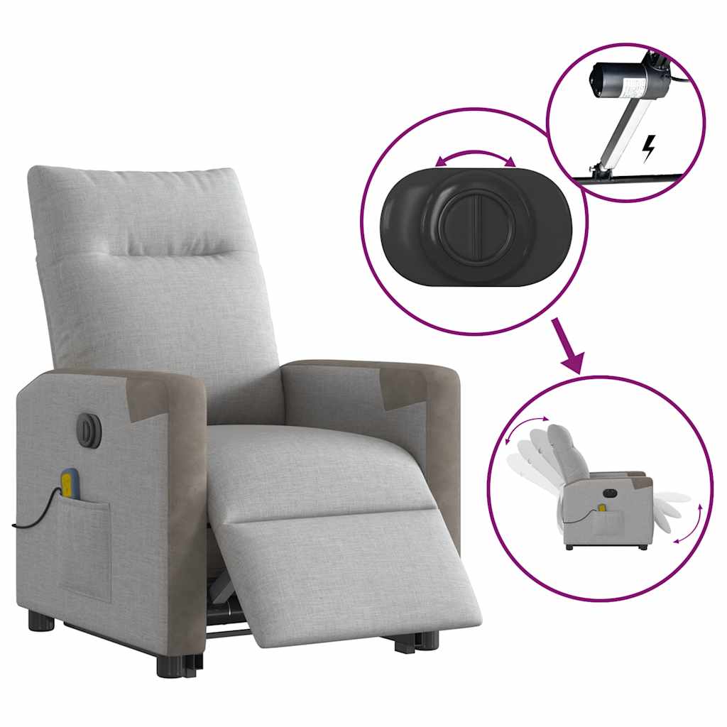 Fauteuil inclinable de massage électrique gris nuage tissu - XIOS