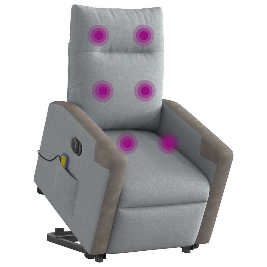 Fauteuil inclinable de massage électrique Gris clair Tissu